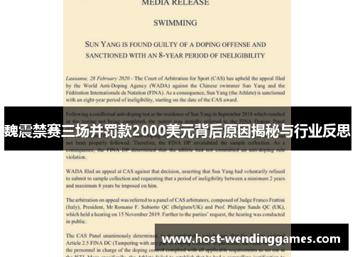 魏震禁赛三场并罚款2000美元背后原因揭秘与行业反思